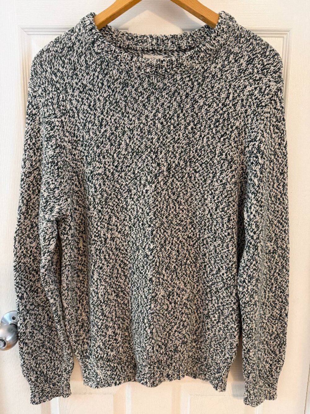 NWOT J. Crew Marled Cotton Crewneck Sweater Blue White Size Large